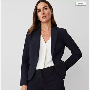 Ann Taylor The Notched One Button Blazer in Seasonless Stretch - Navy,Classic,4